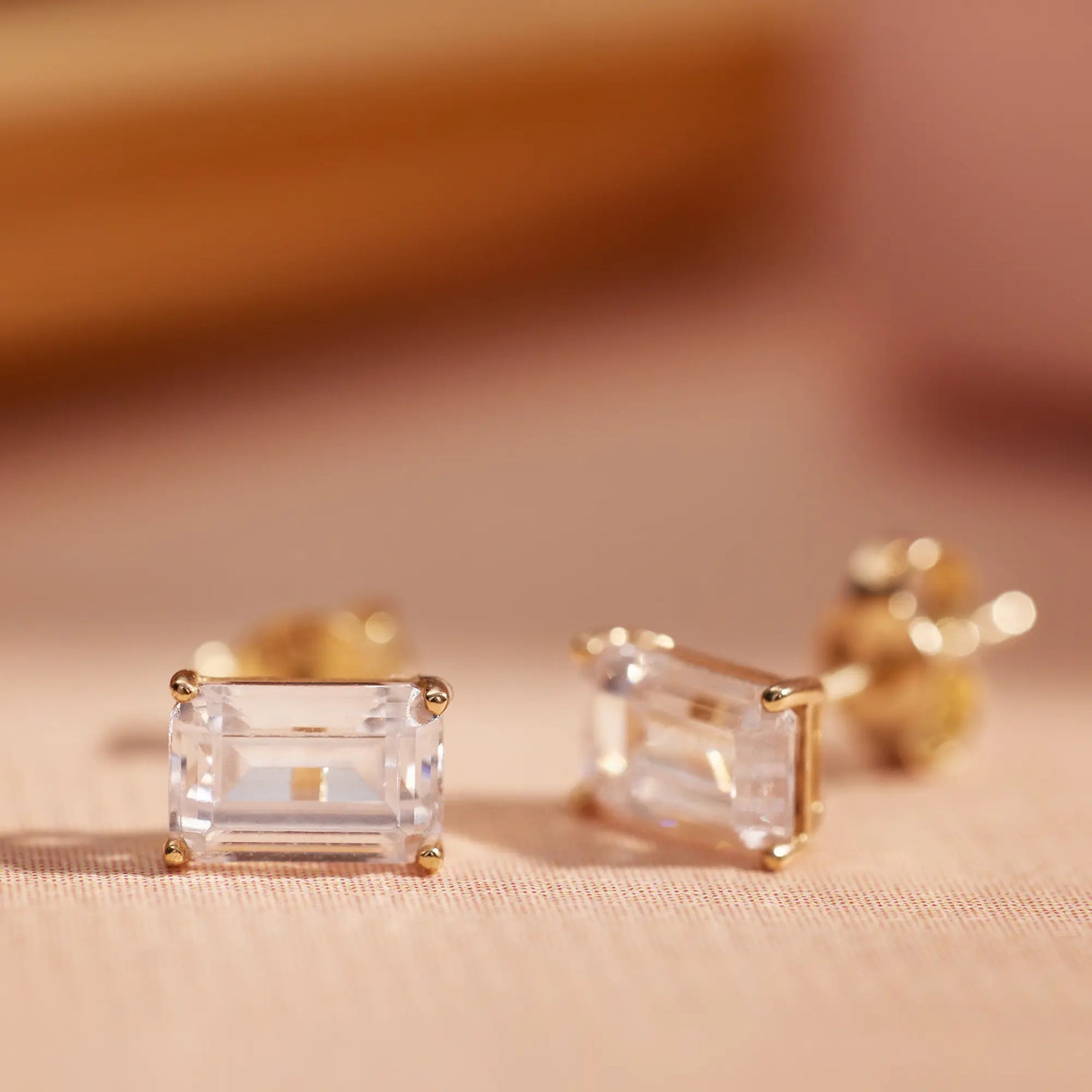 Emerald Cut Moissanite Studs
