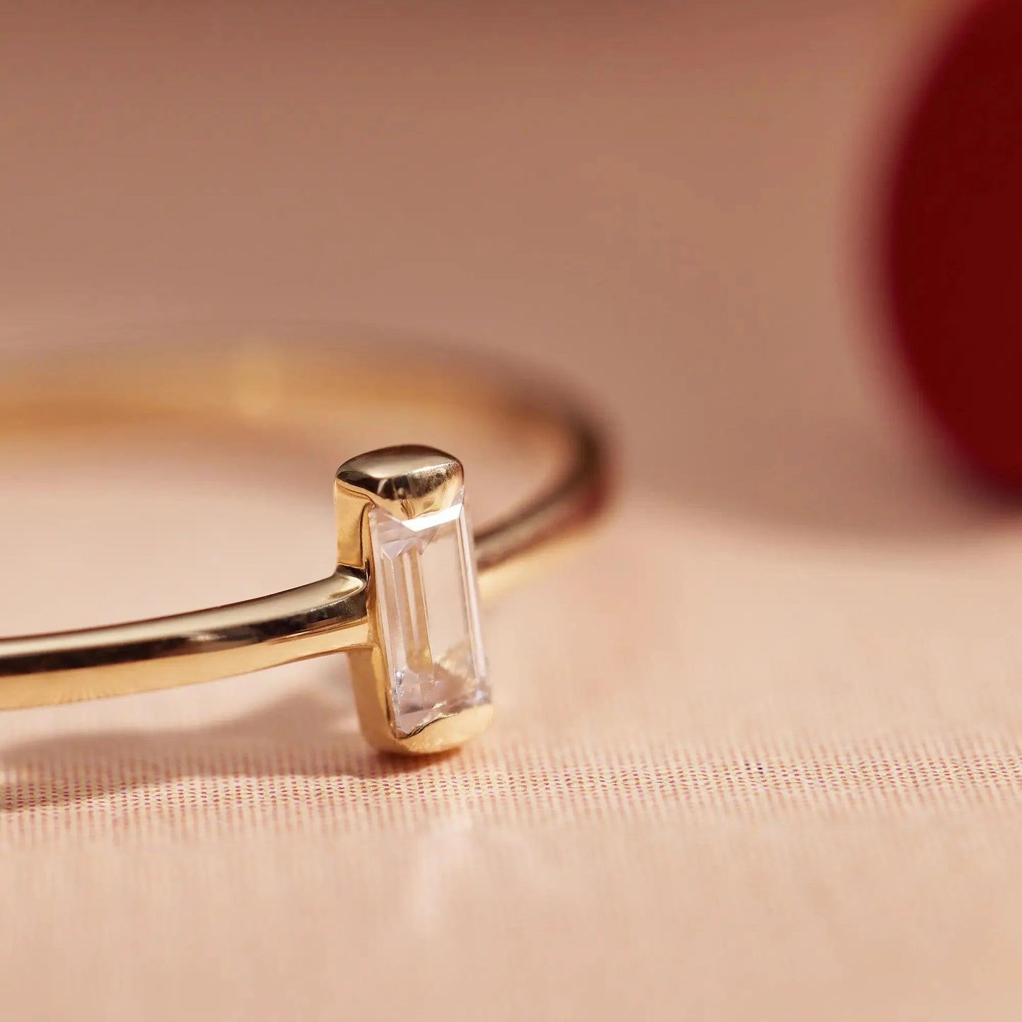 Vertical Baguette Cut Moissanite Ring