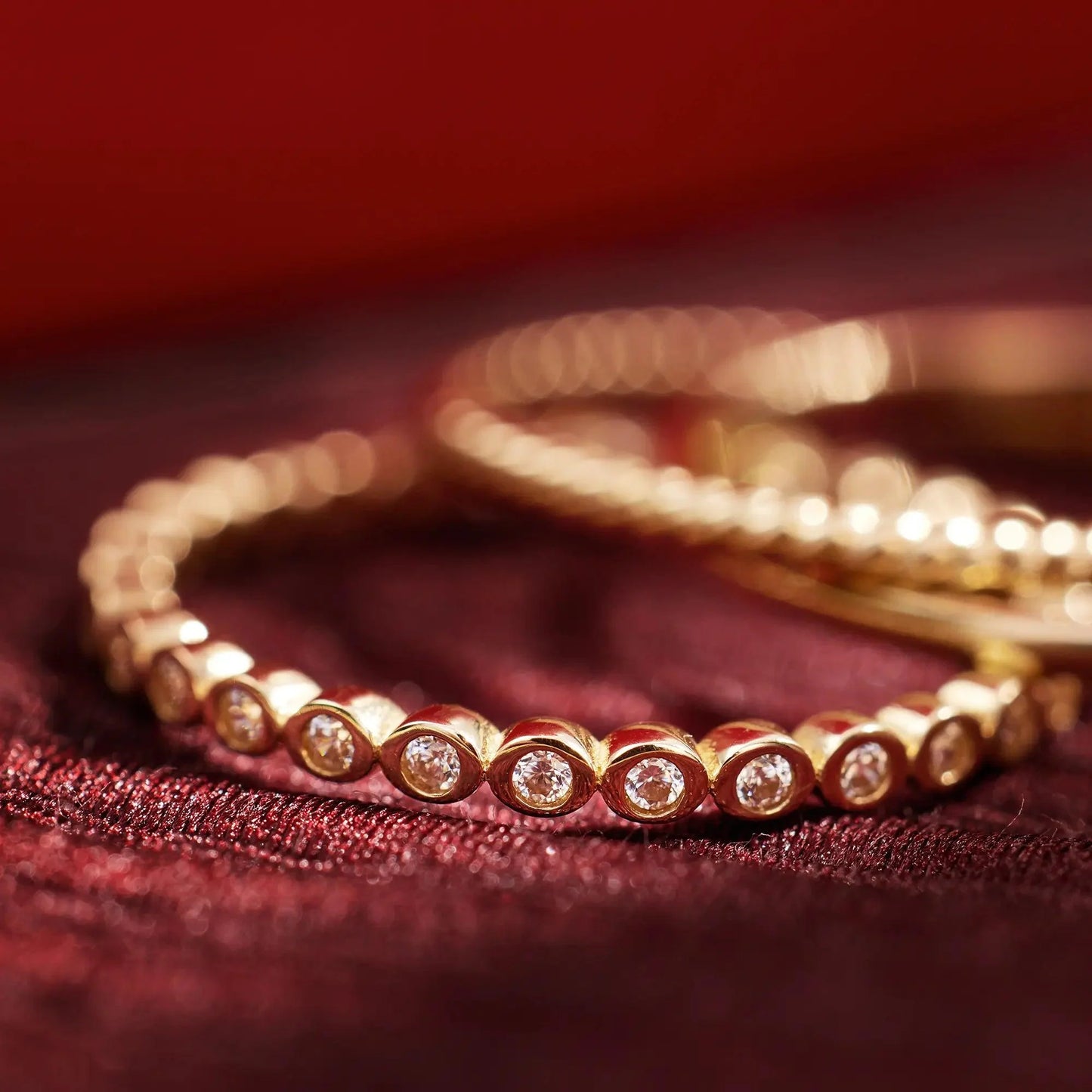 Moissanite Bezel Dot Eternity Ring