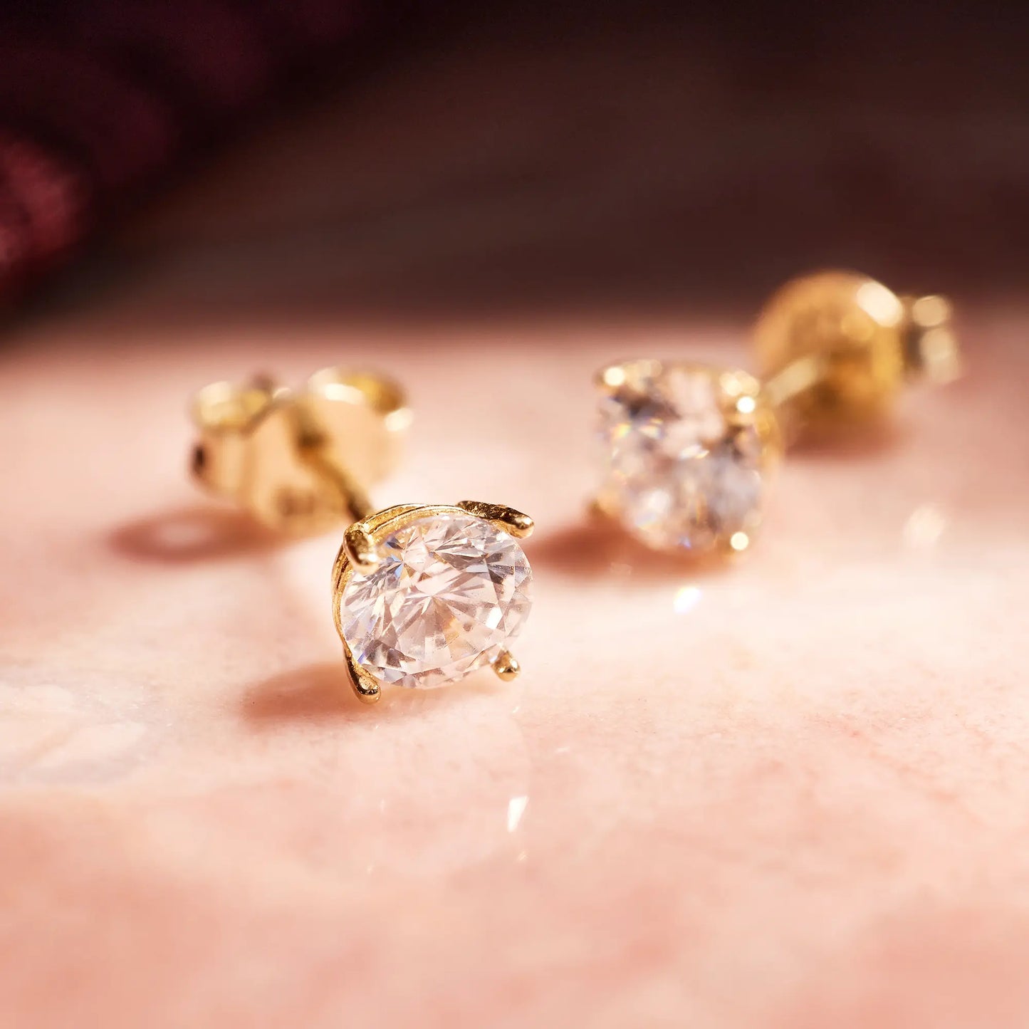 Four Prong Round Cut Cubic Zirconia Studs