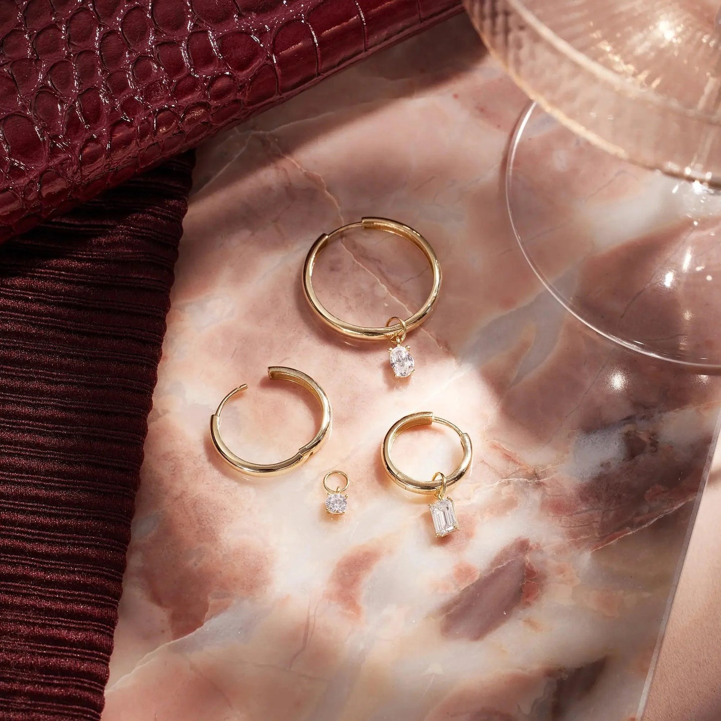 Round Cut Moissanite Hoop Charm