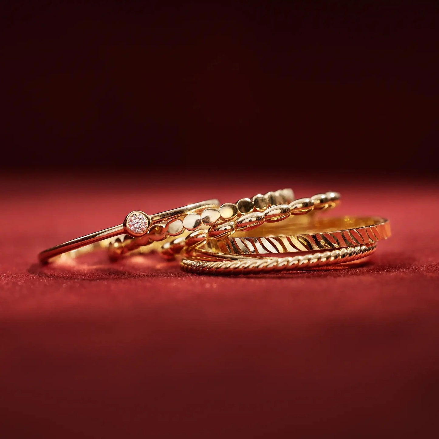 Oval Beaded Stacker Ring