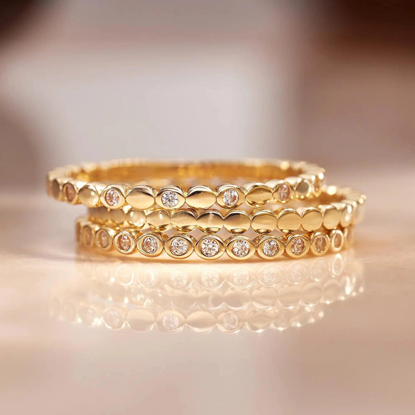 Sparkling Moissanite Bezel Dot Eternity Ring