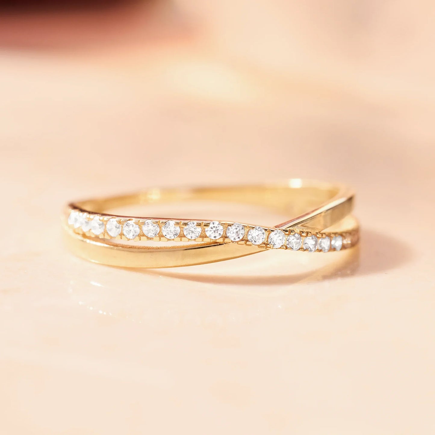 Crossover Pave Moissanite Eternity Ring