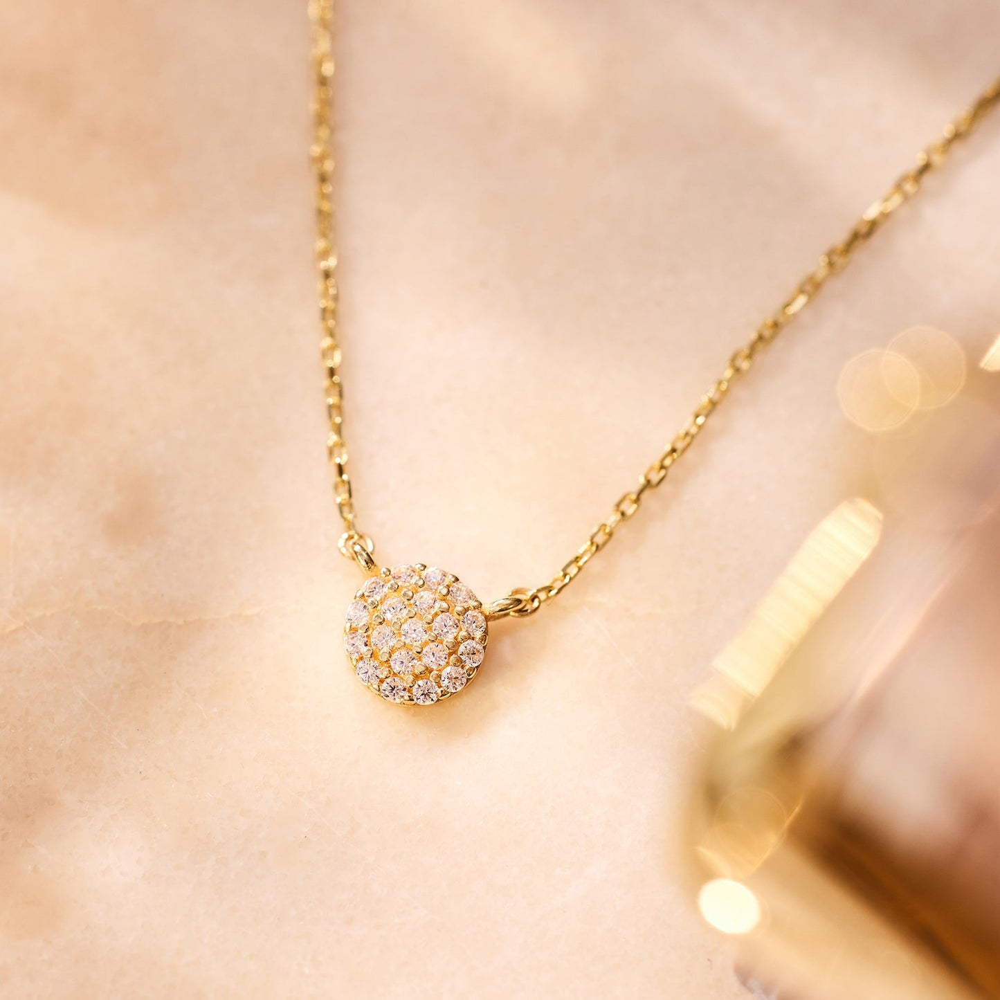 Pave Moissanite Round Pendant Necklace