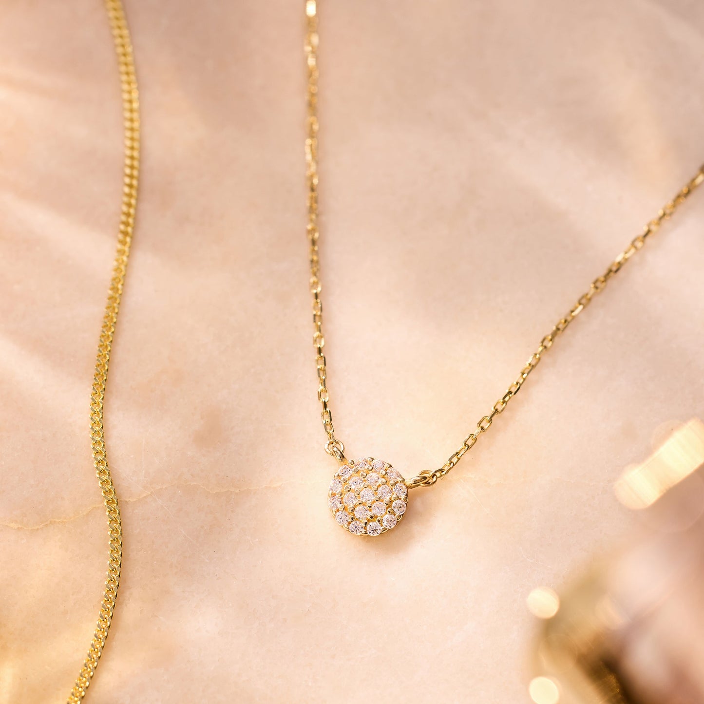 Pave Moissanite Round Pendant Necklace