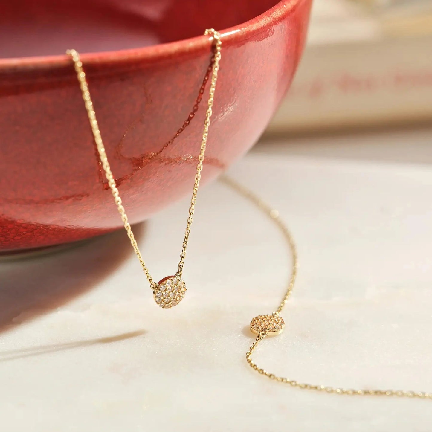 Pave Moissanite Round Pendant Necklace