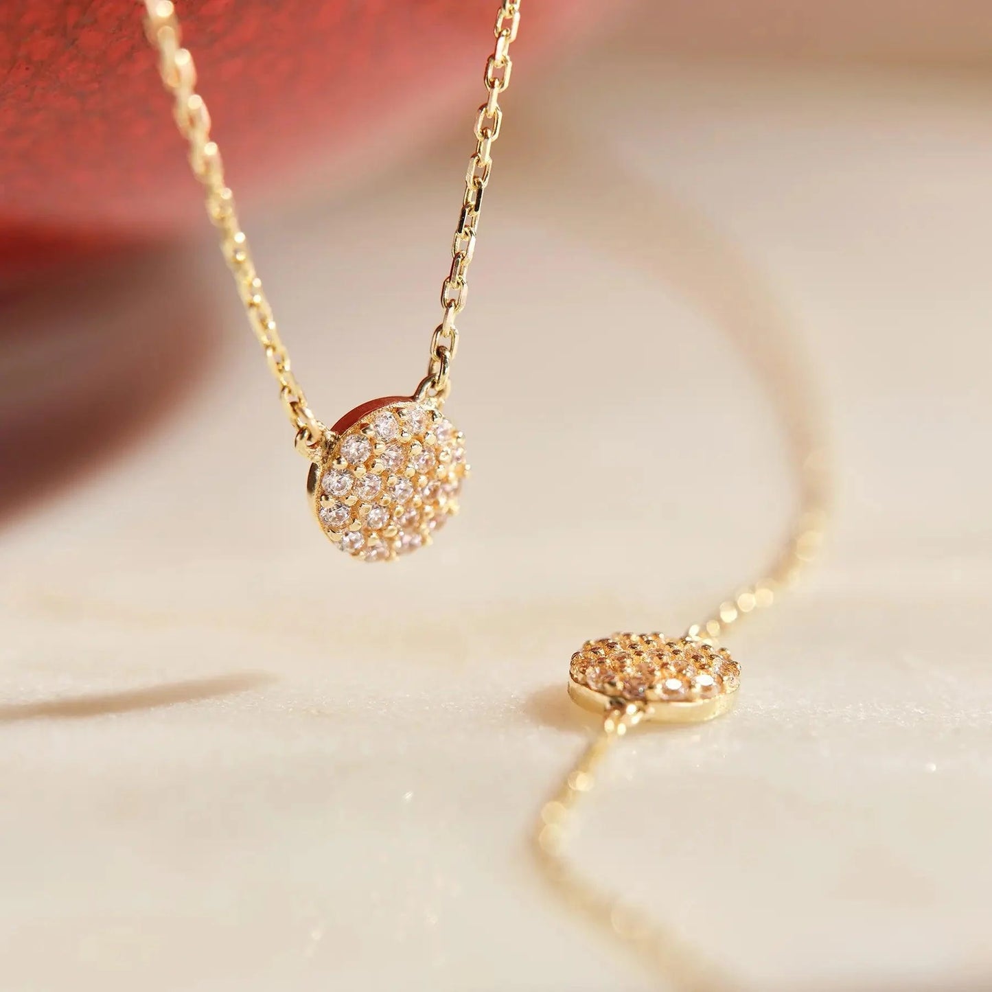 Pave Moissanite Round Pendant Necklace