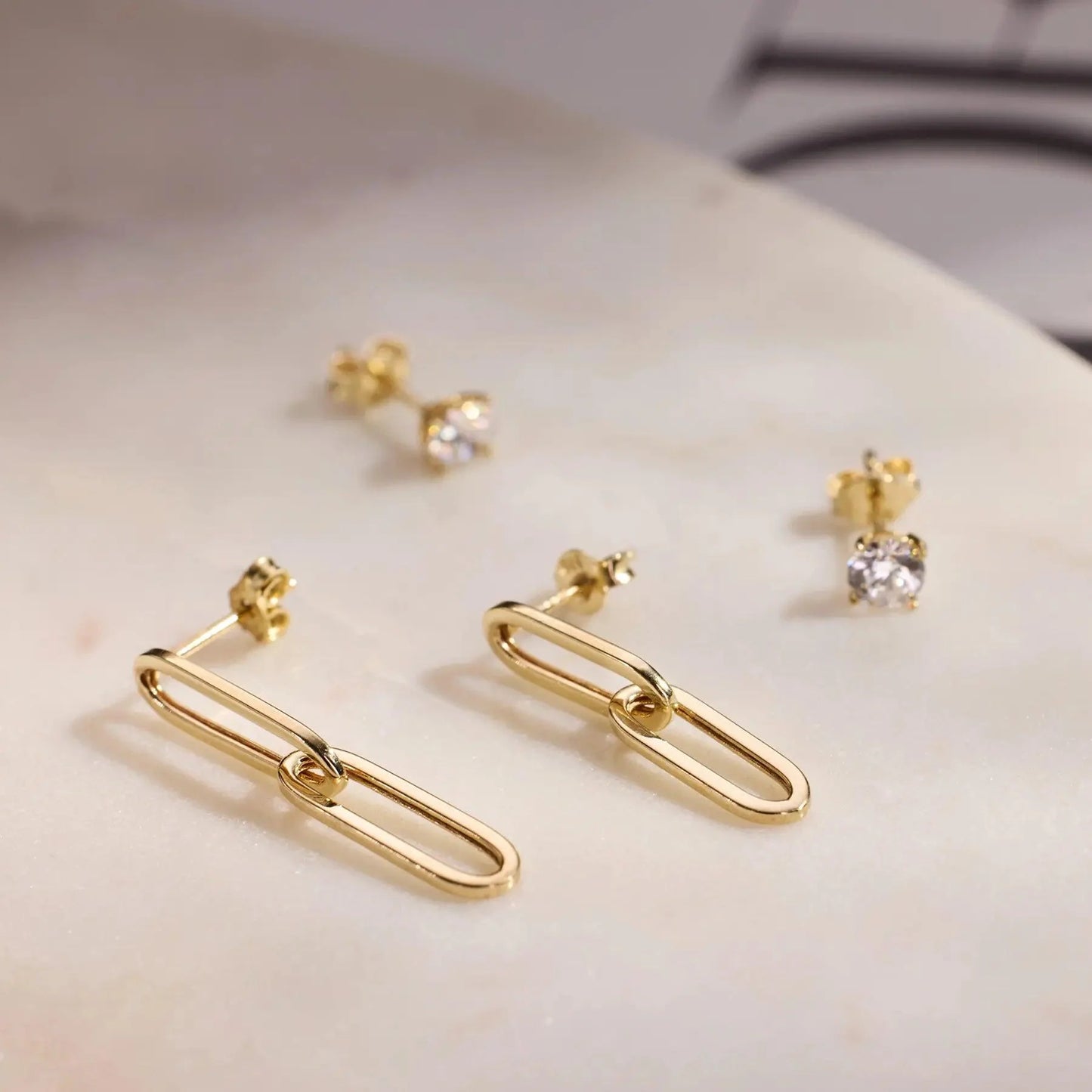 Double Paperclip Drop Earrings