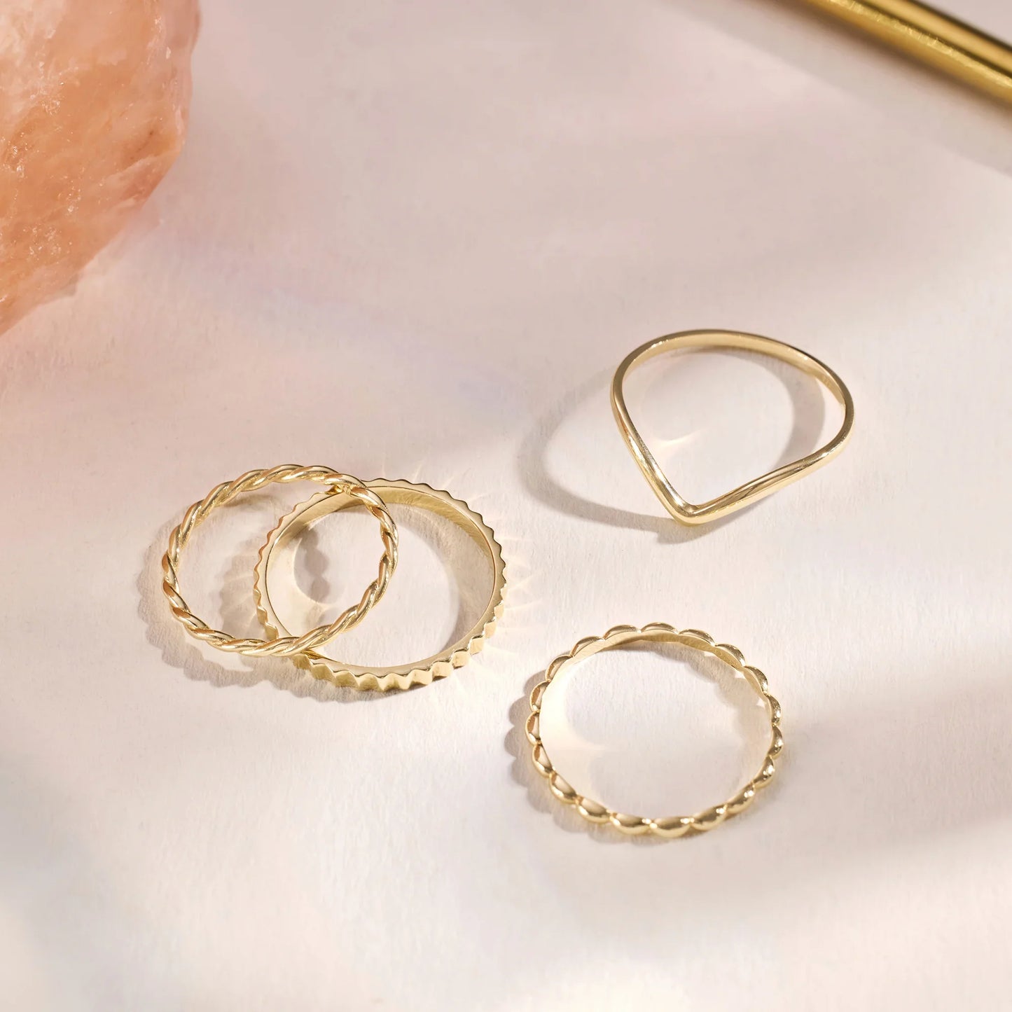 Oval Beaded Stacker Ring