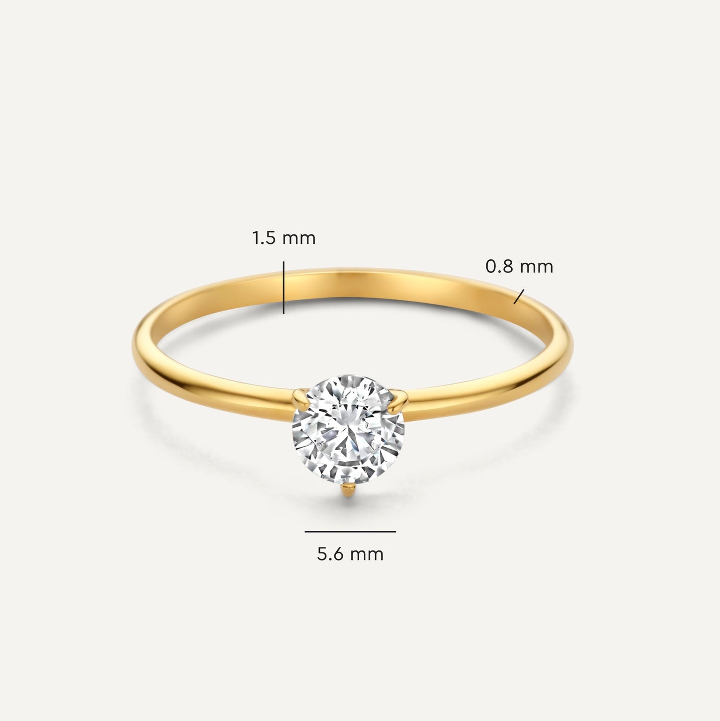 Three Prong Round Cut Moissanite Ring