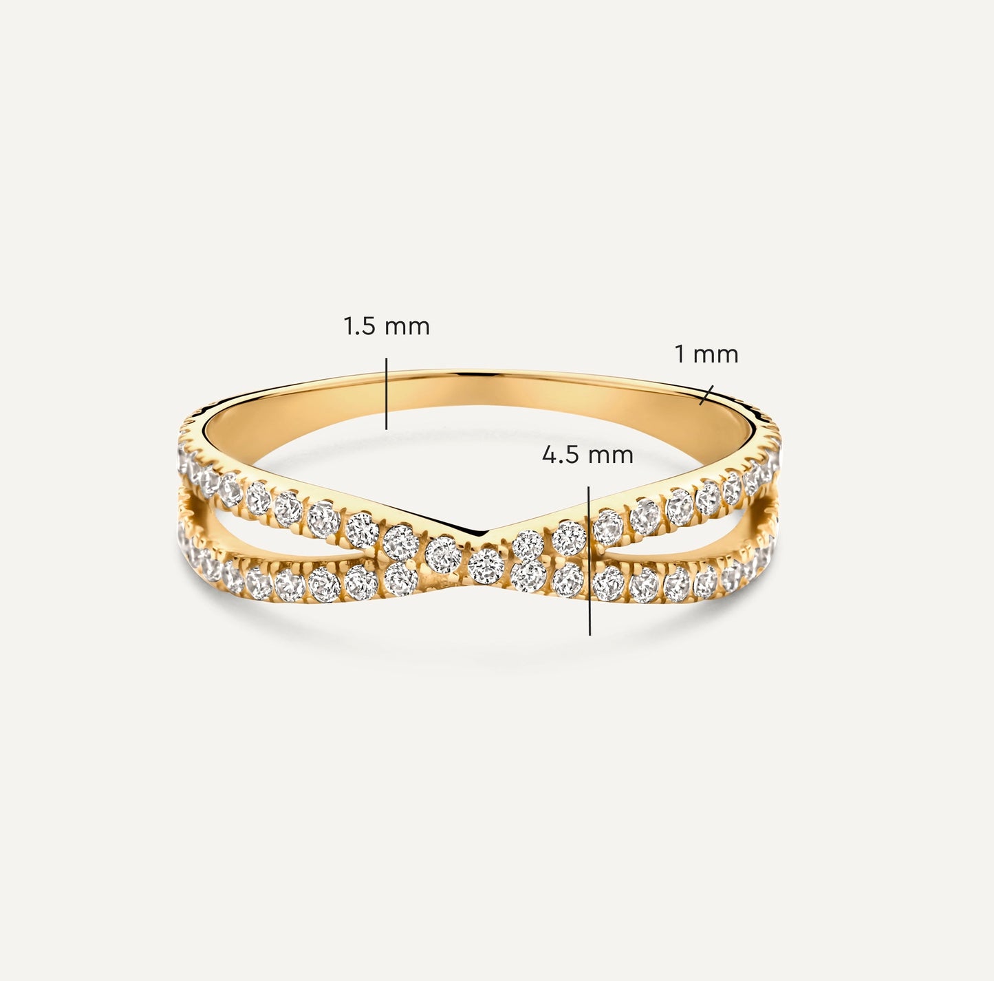 Cubic Zirconia Crossover Double Eternity Ring