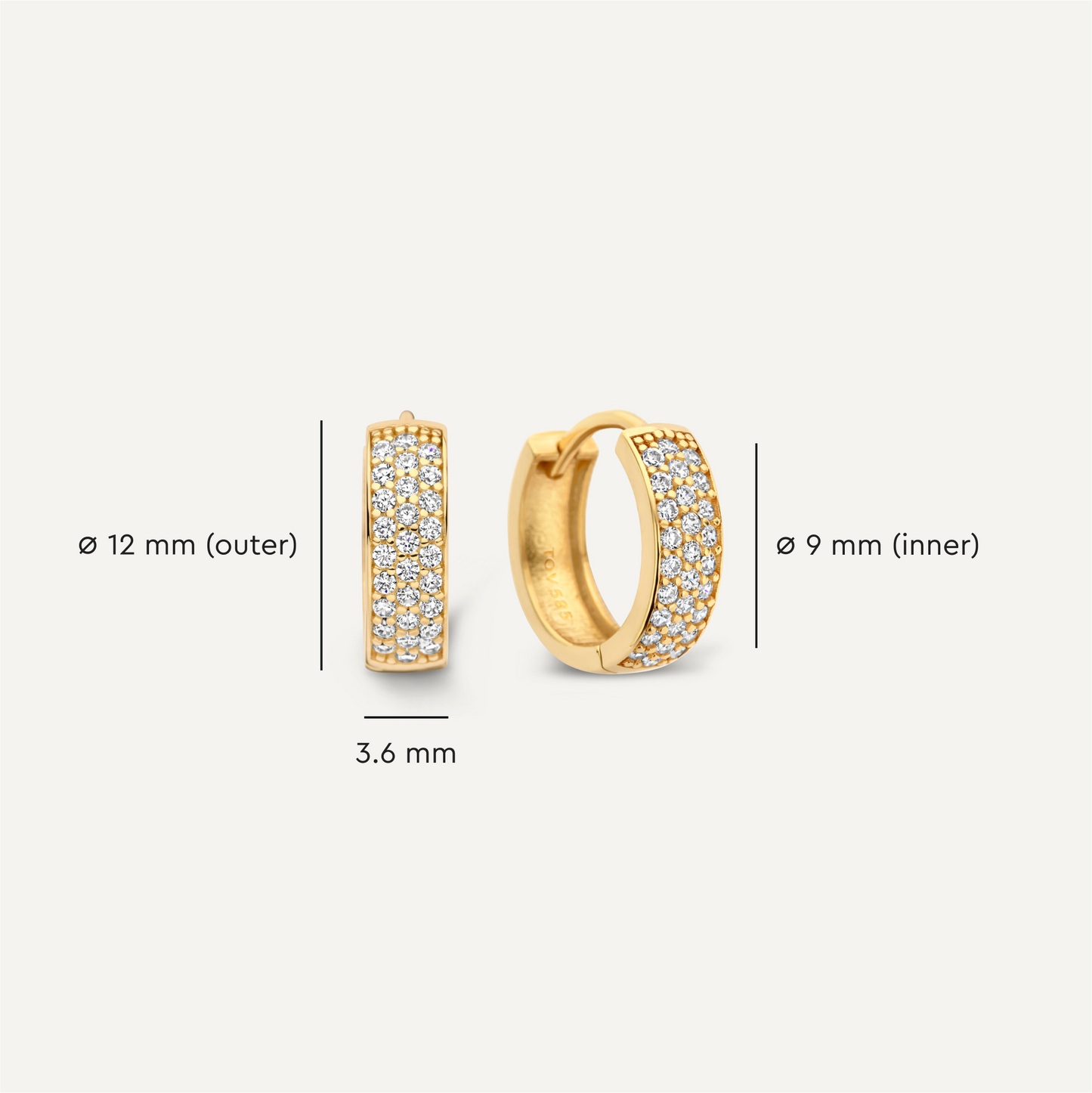 Pave Moissanite Bold Huggie Hoops (12mm)