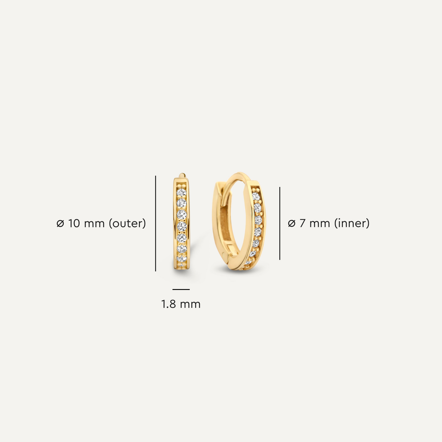 Pav¨¦ Cubic Zirconia Oval Small Huggie Hoops (10mm)