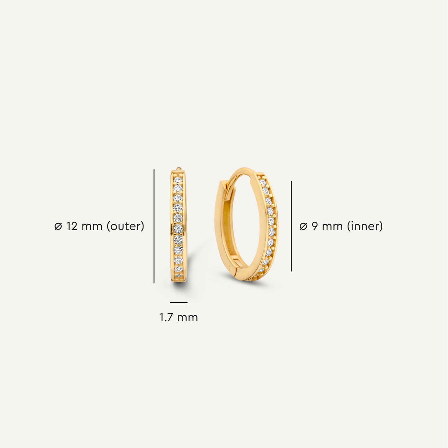 Pav¨¦ Cubic Zirconia Oval Huggie Hoops (12mm)