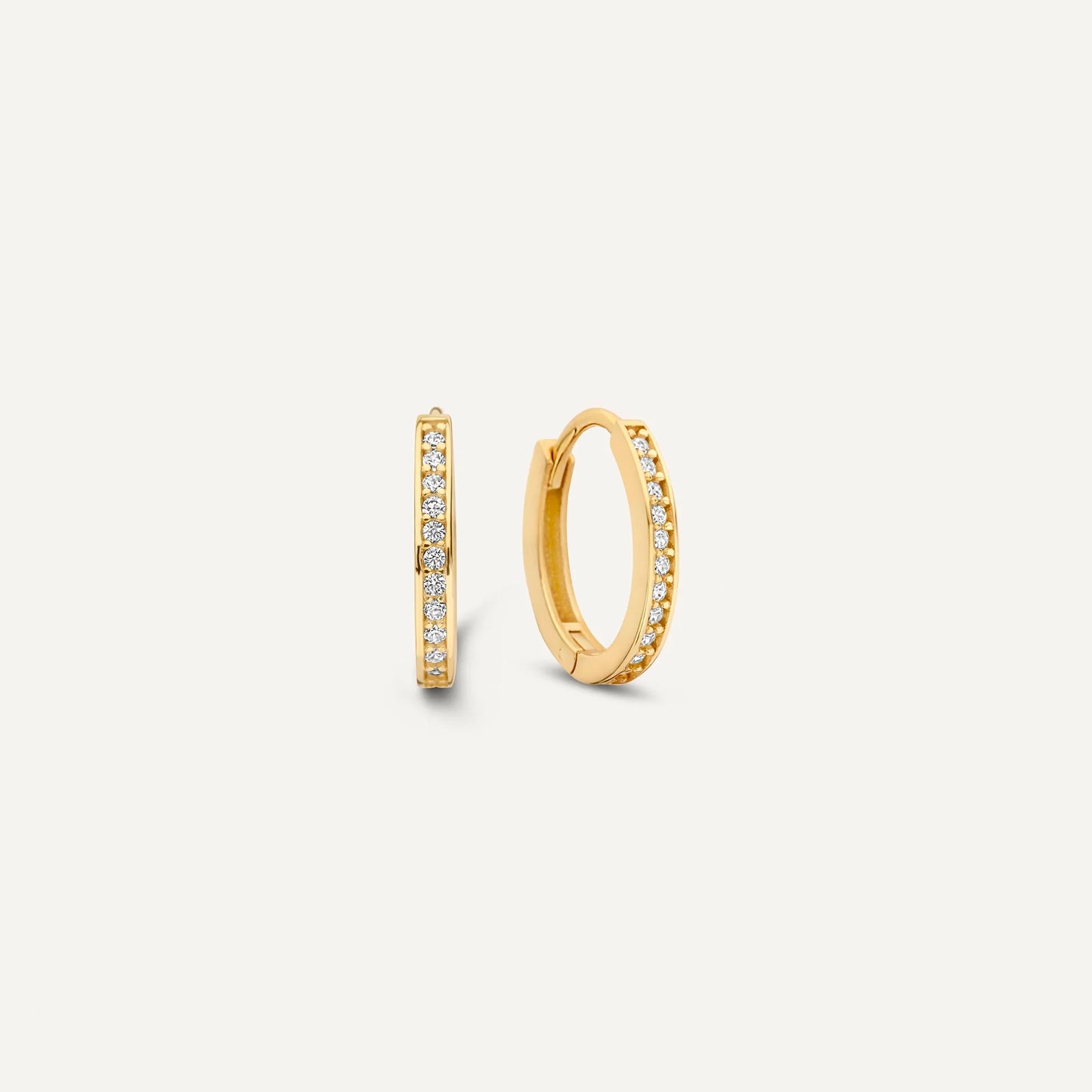 Pav¨¦ Cubic Zirconia Oval Huggie Hoops (12mm)