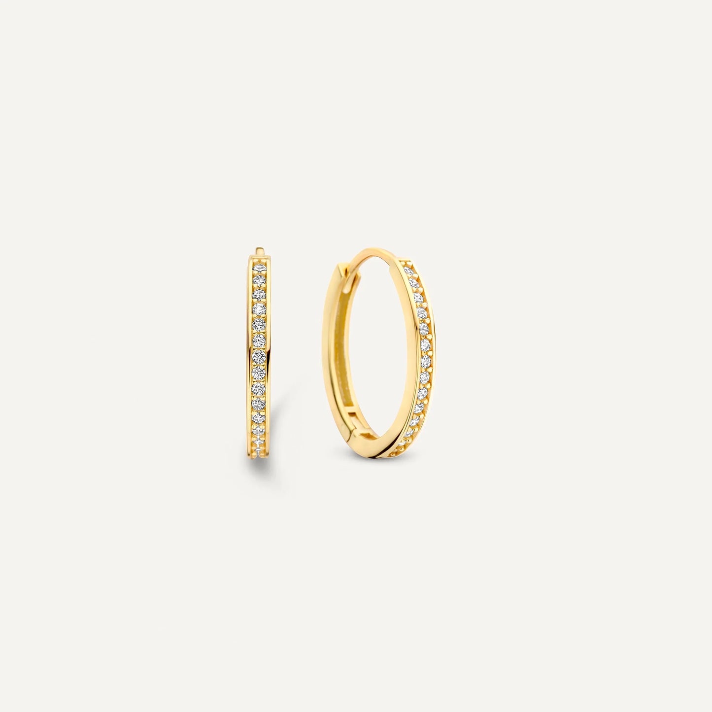 Pav¨¦ Cubic Zirconia Oval Small Hoops (15mm)