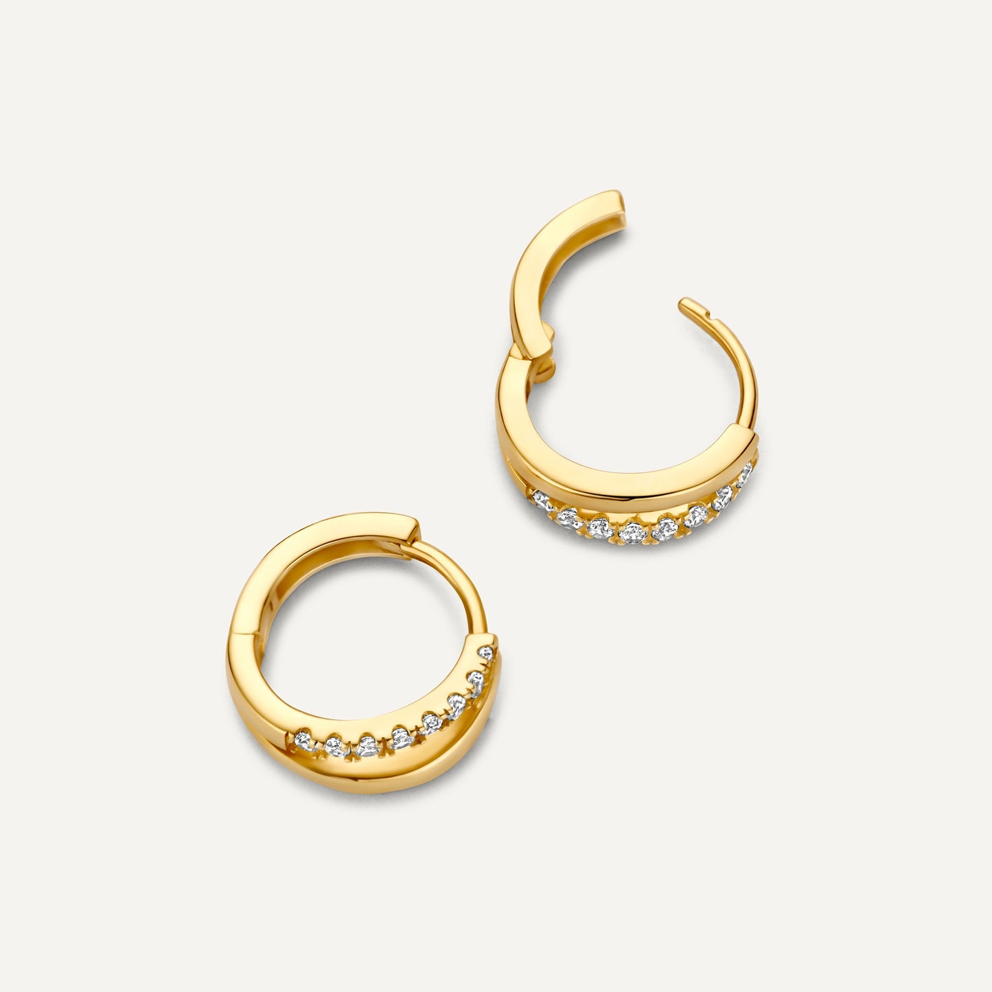 Pav¨¦ Cubic Zirconia Double Huggie Hoops (12mm)