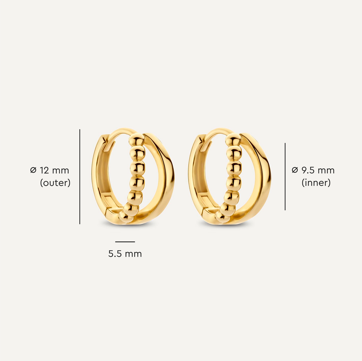 Beaded Double Huggie Hoops (12mm)