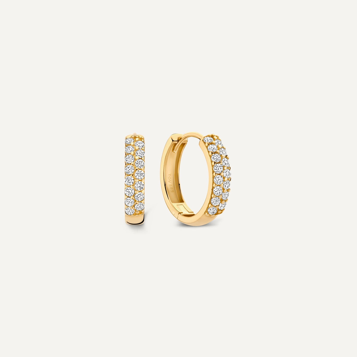 Sparkling Pav¨¦ Cubic Zirconia Huggie Hoops (15mm)