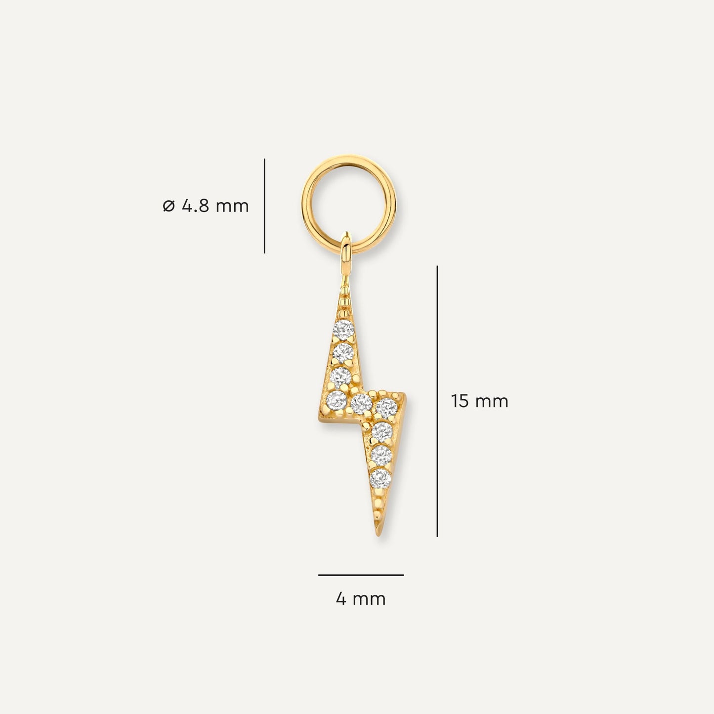 Pave Moissanite Lightning Bolt Hoop Charm