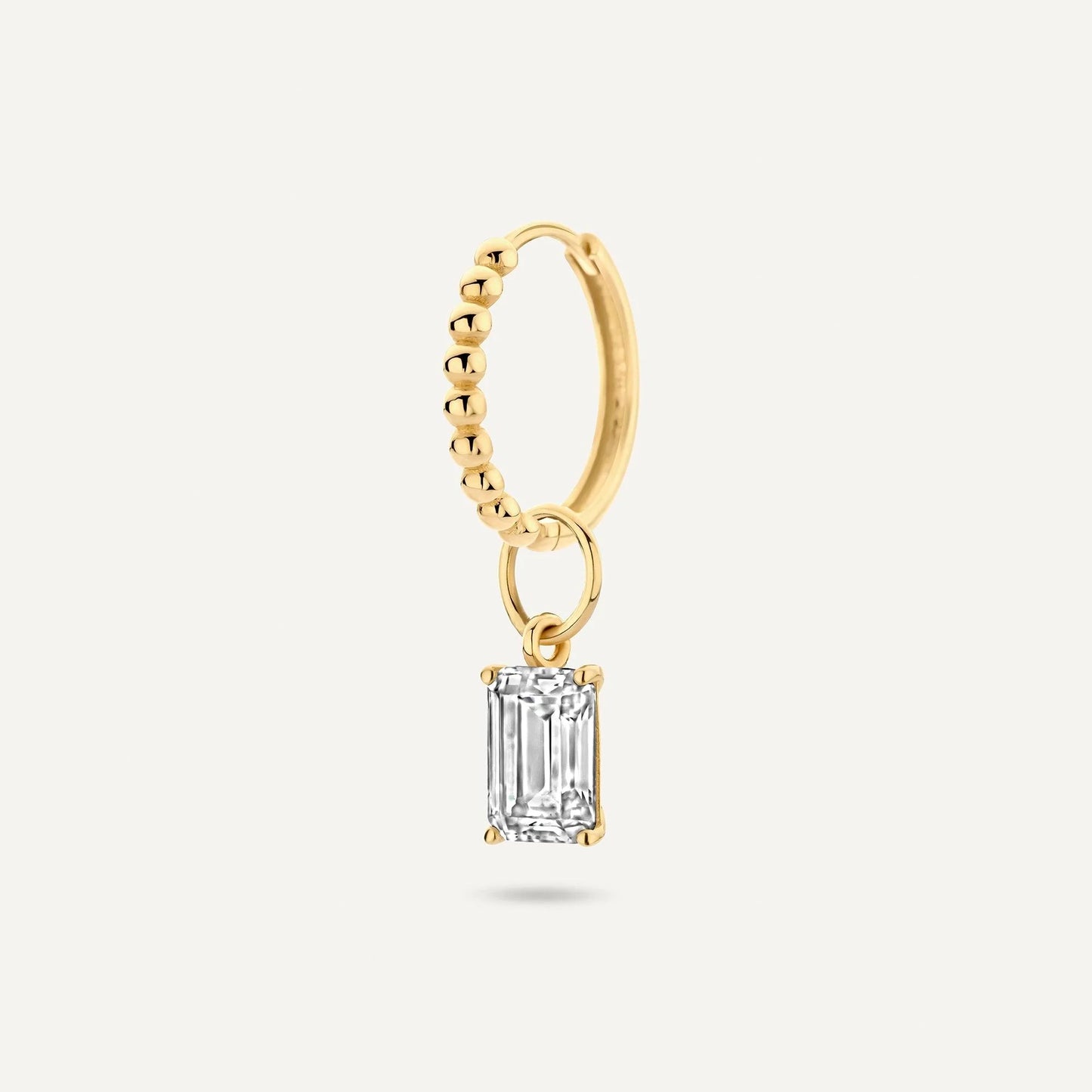 Emerald Cut Moissanite Hoop Charm