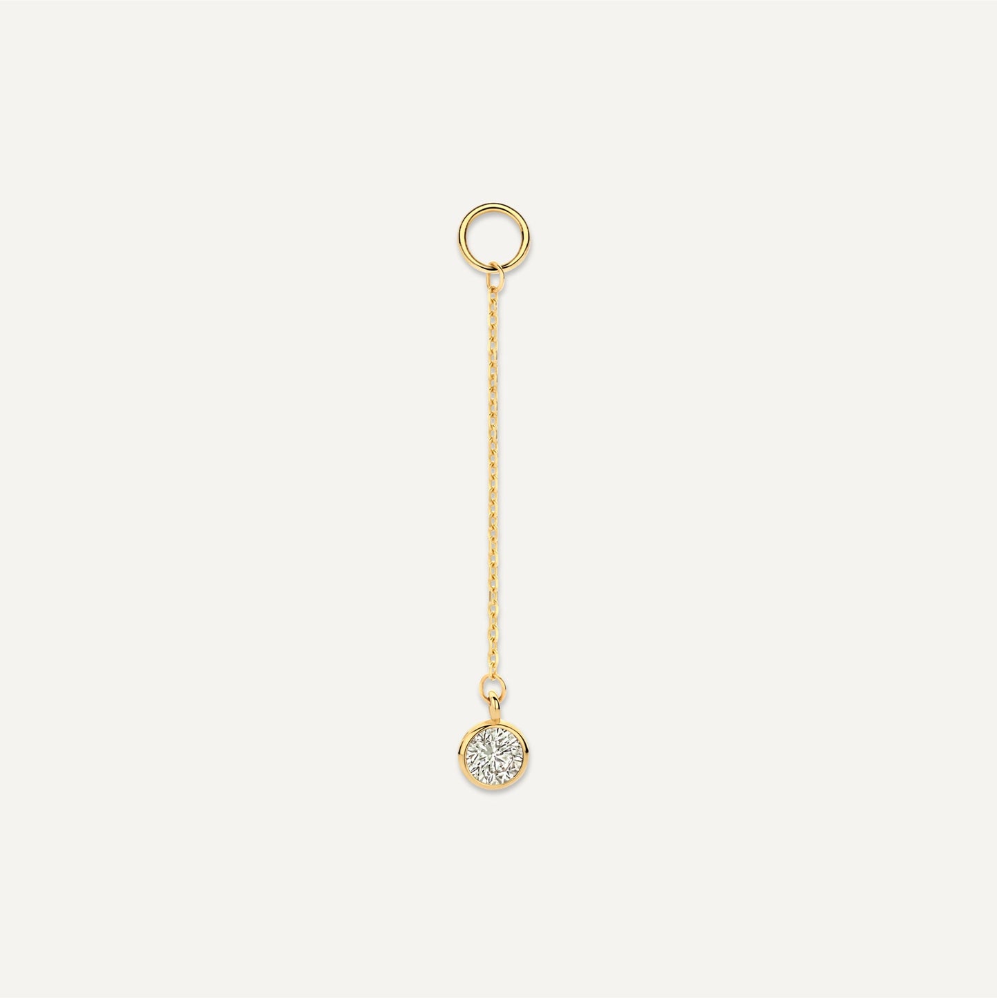 Round Cut Cubic Zirconia Drop Hoop Charm