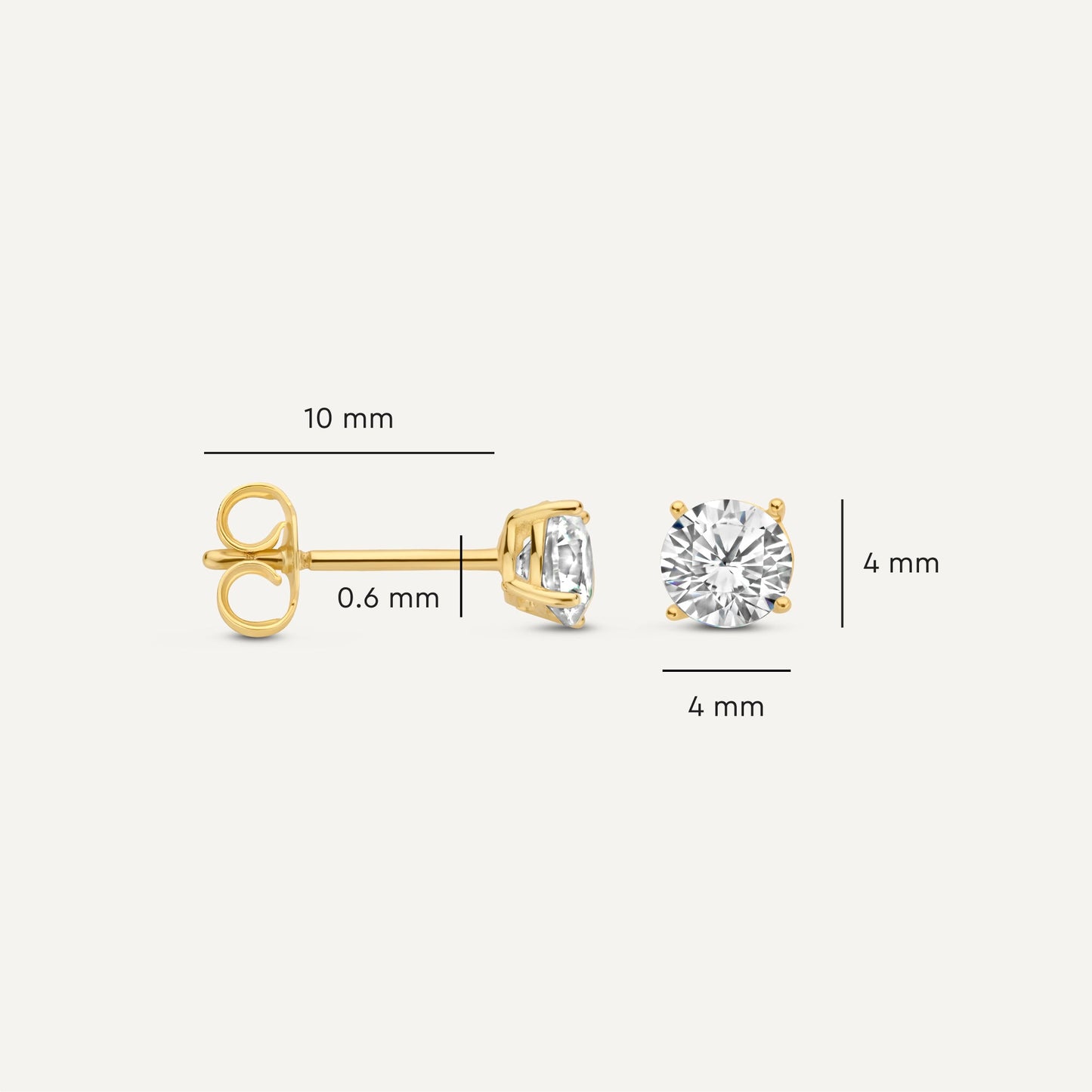 Four Prong Round Cut Cubic Zirconia Studs