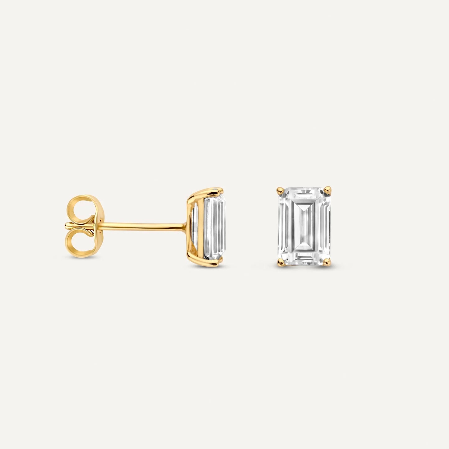 Emerald Cut Moissanite Studs