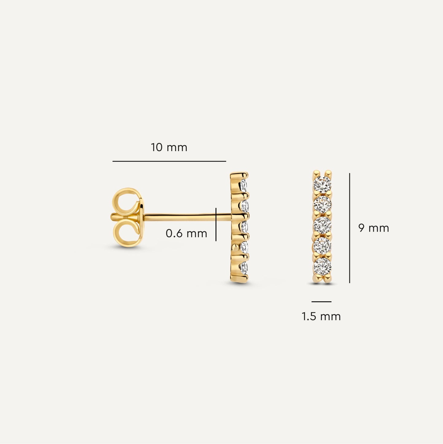 Pav¨¦ Cubic Zirconia Bar Studs