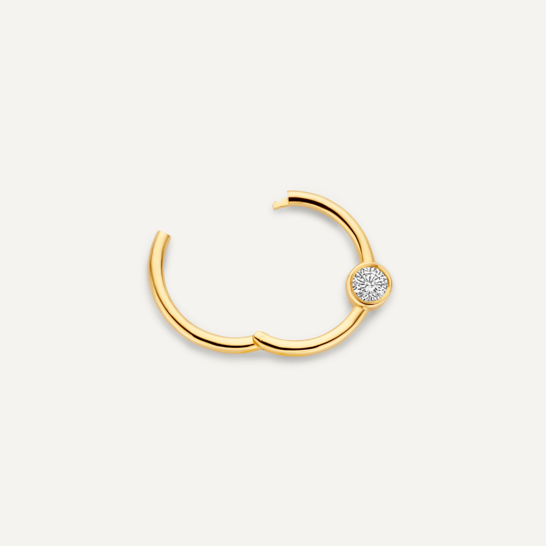 Solo Diamond Bezel Set Daith Hoop Piercing (13mm) (0.06 ct)