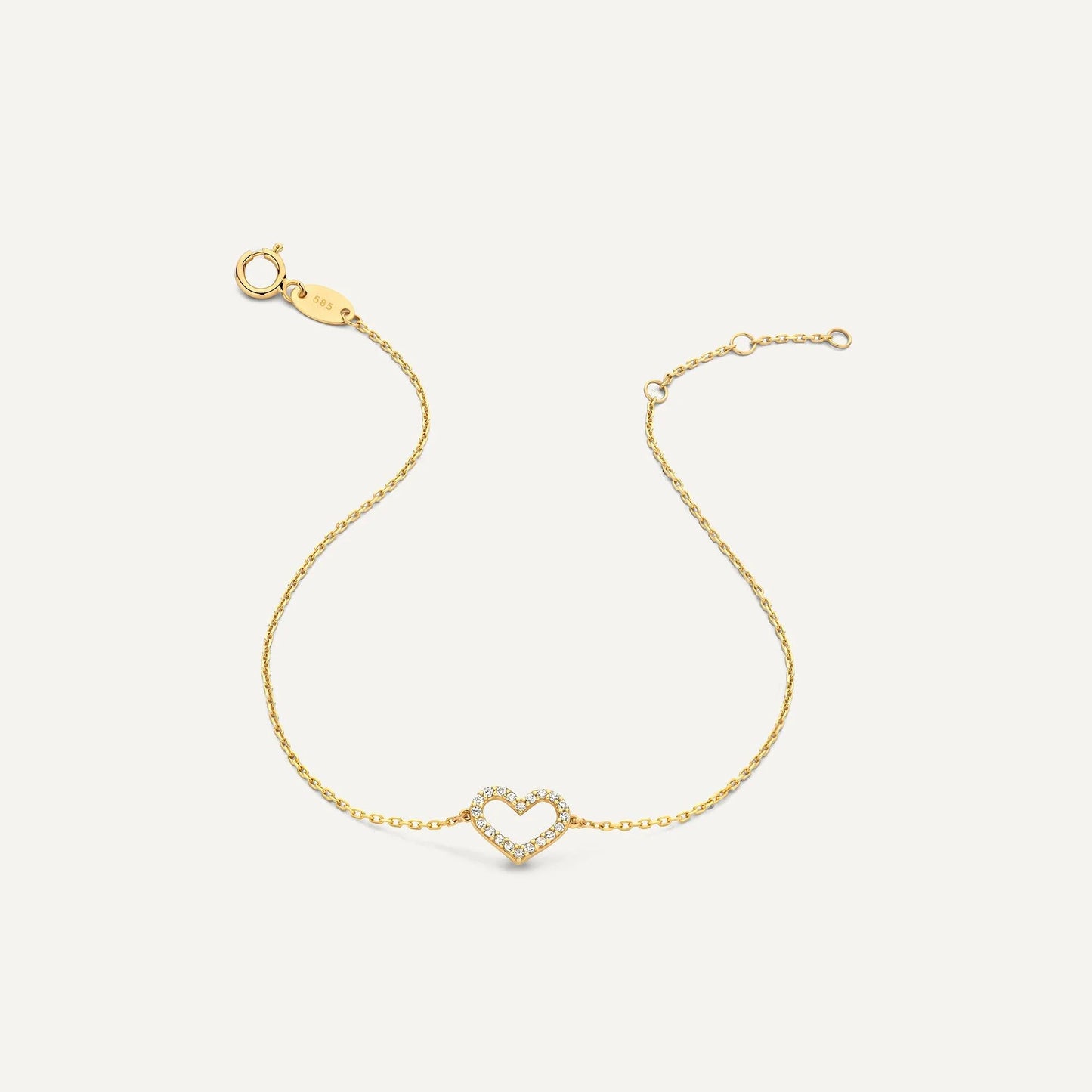 Pav¨¦ Cubic Zirconia Open Heart Bracelet