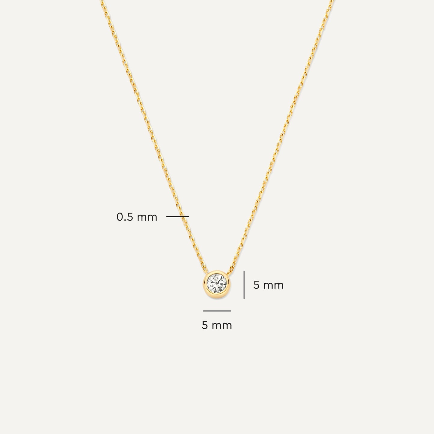 Bezel Set Cubic Zirconia Pendant Necklace