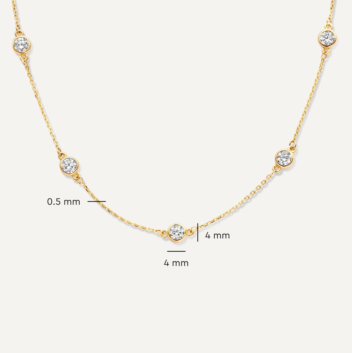 Stationed Bezel Set Cubic Zirconia Necklace