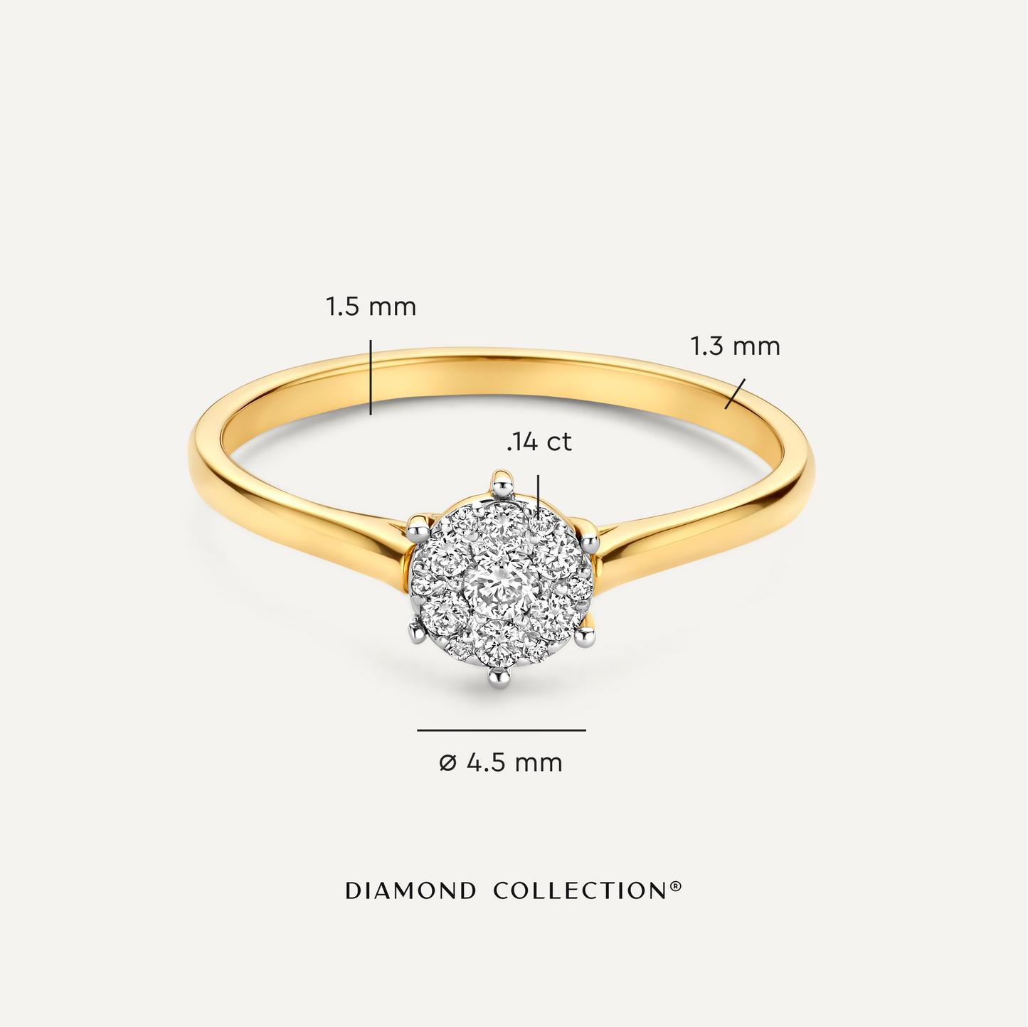 Six Prong Diamond Cluster Ring (0.14 ct)