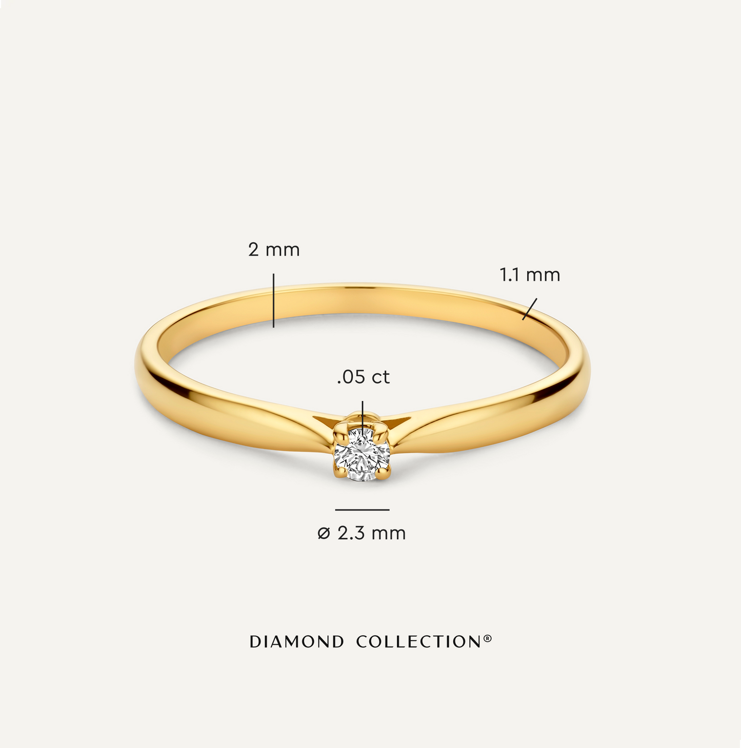 Four Prong Diamond Solitary Tapered Ring (0.05 ct)