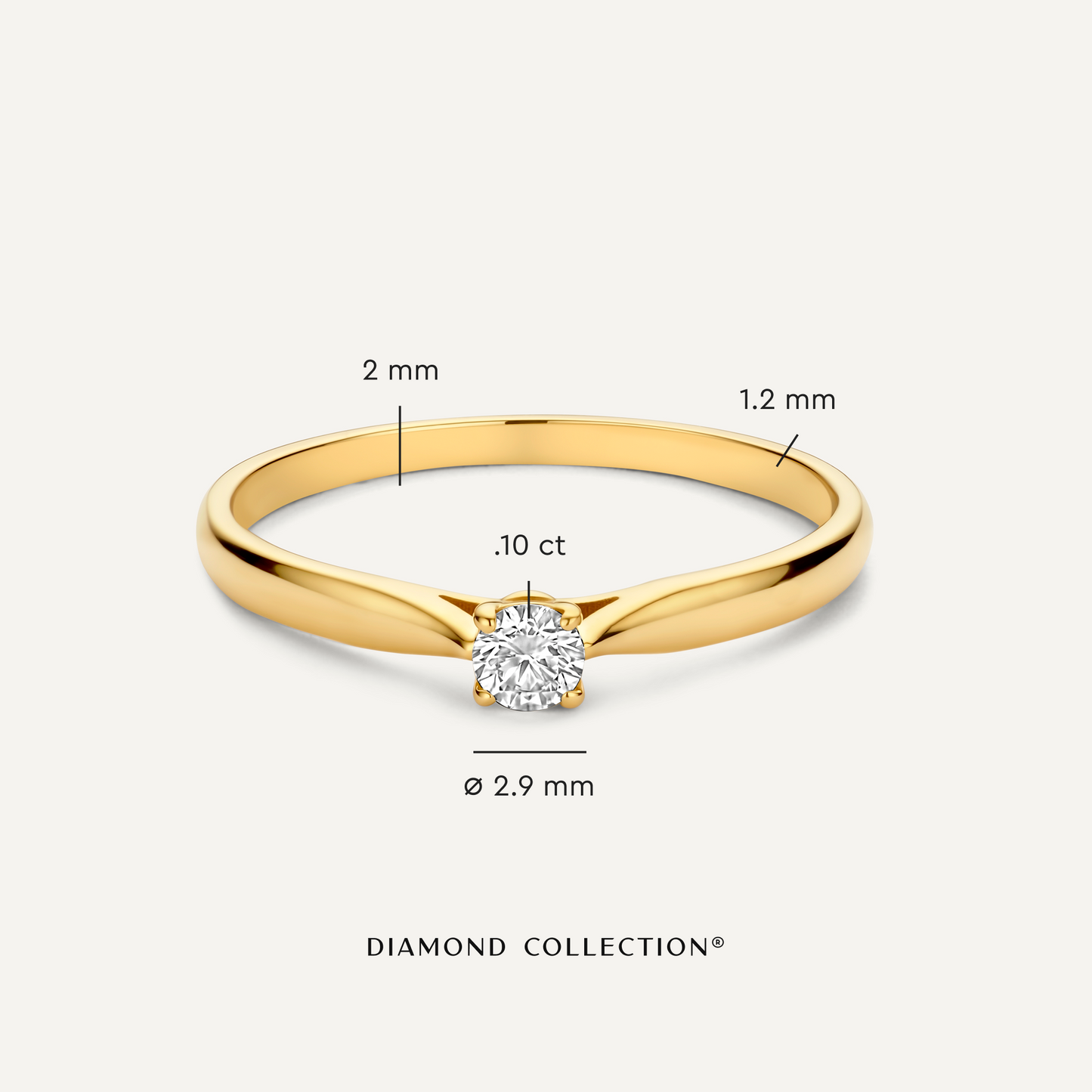 Four Prong Diamond Solitary Tapered Ring (0.10 ct)