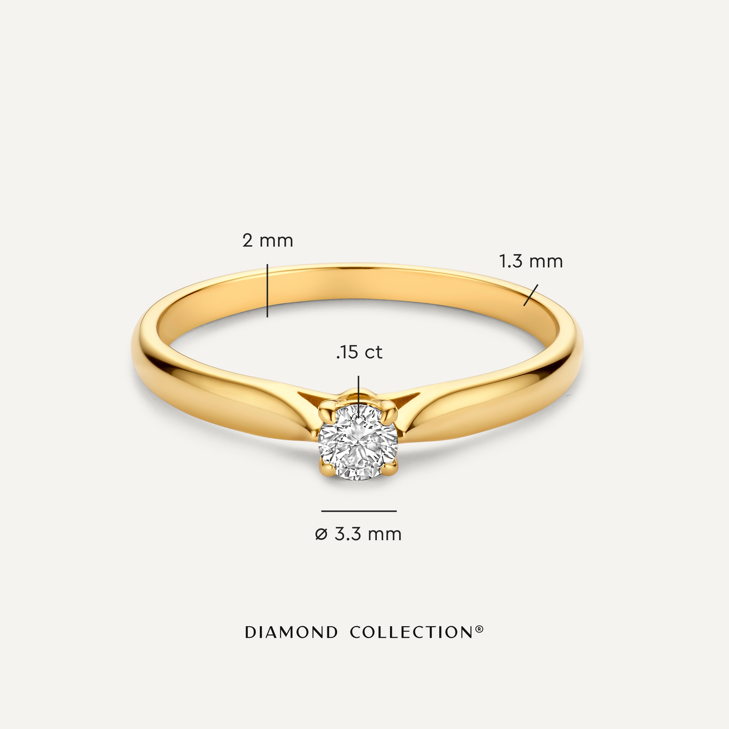 Four Prong Diamond Solitary Tapered Ring (0.15 ct)