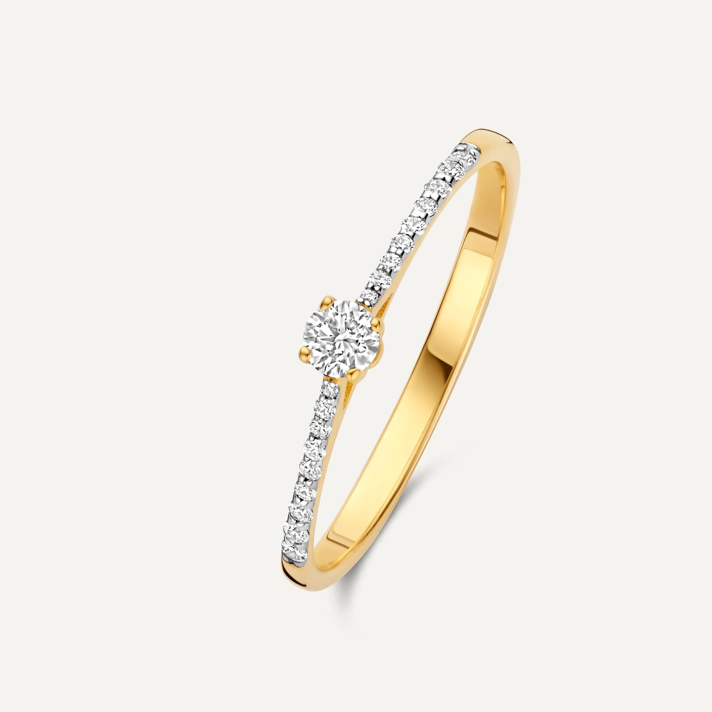 Four Prong Diamond Solitary Pav¨¦ Tapered Ring (0.19 ct)