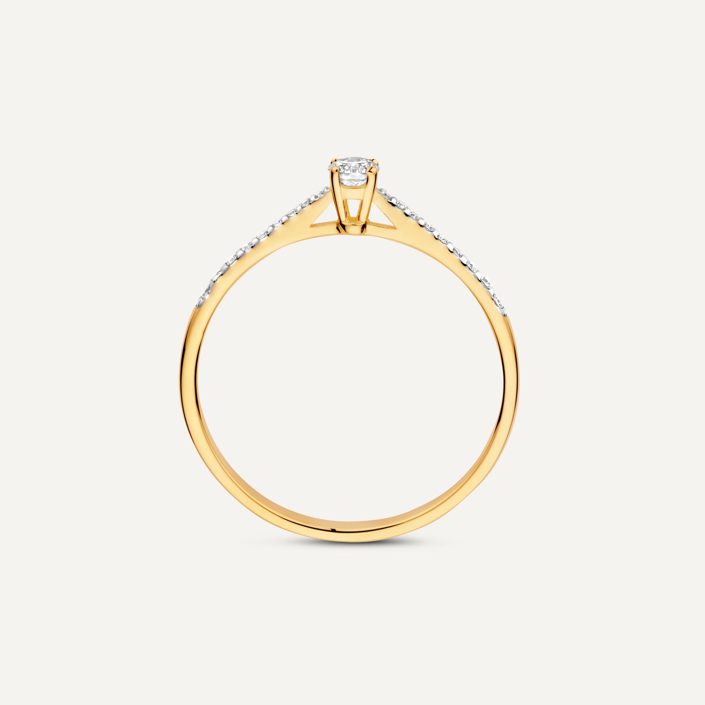 Four Prong Diamond Solitary Pav¨¦ Tapered Ring (0.19 ct)