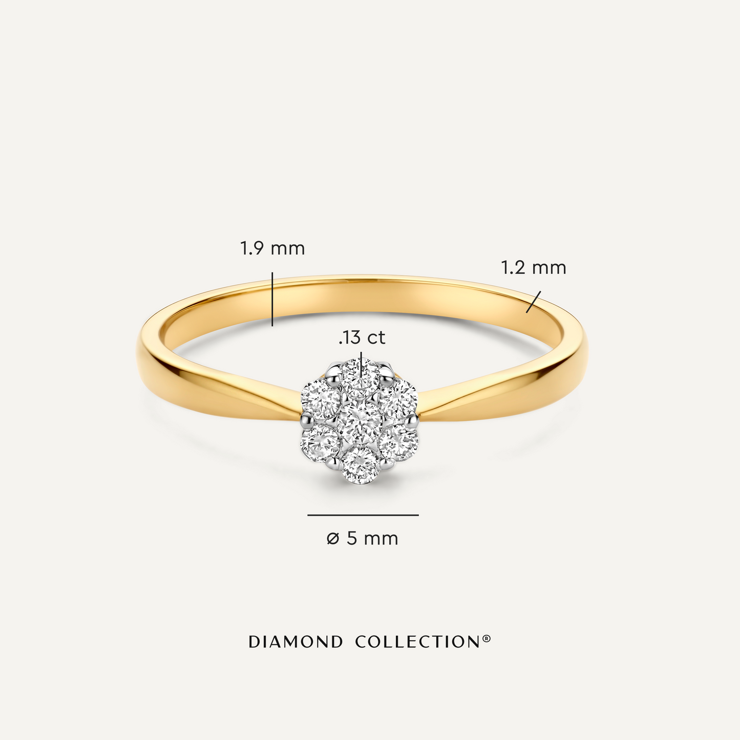 Diamond Cluster Tapered Ring (0.13 ct)