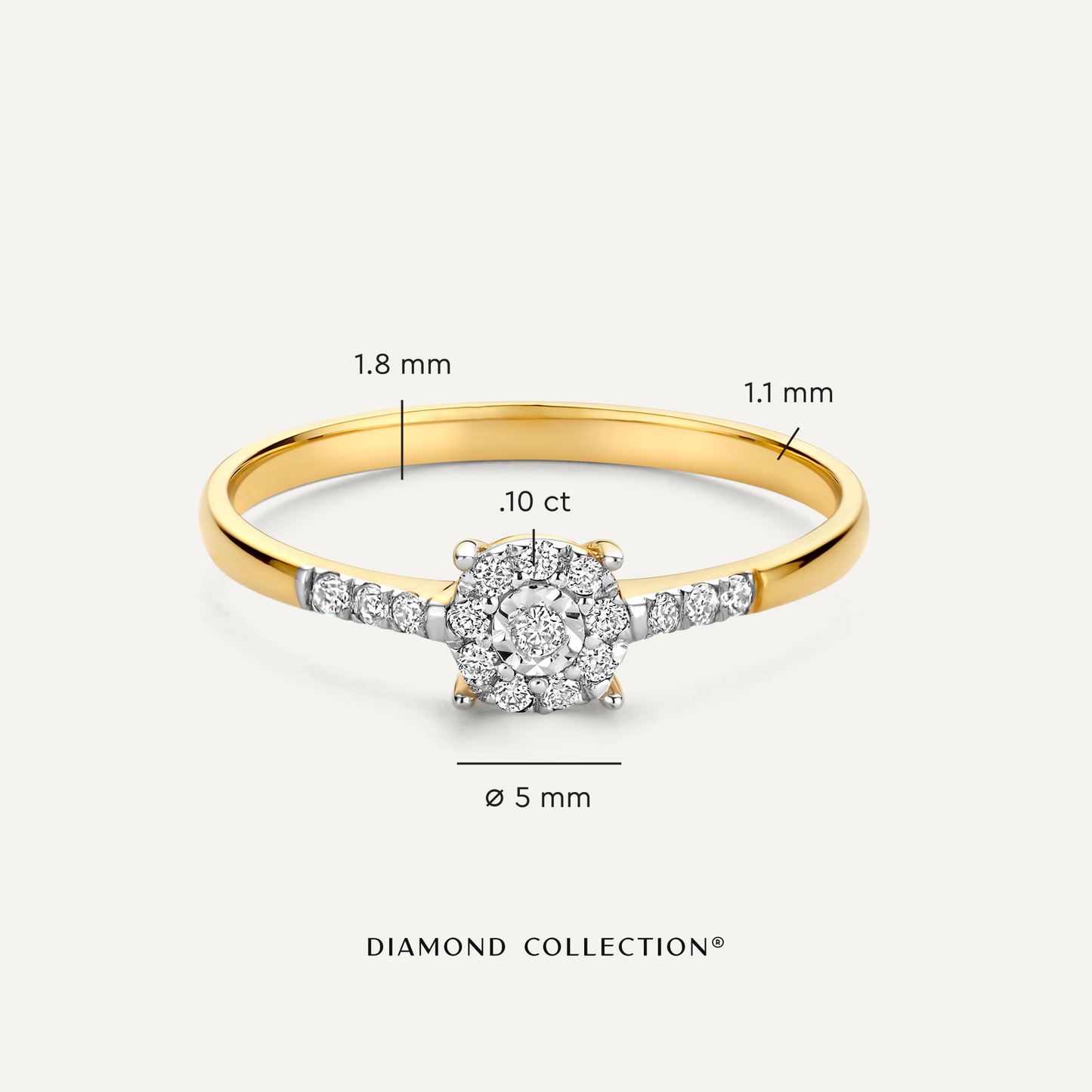Pav¨¦ Four Prong Diamond Halo Ring (0.10 ct)