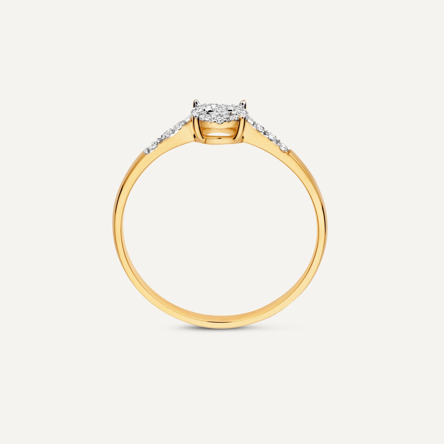 Pav¨¦ Four Prong Diamond Halo Ring (0.10 ct)
