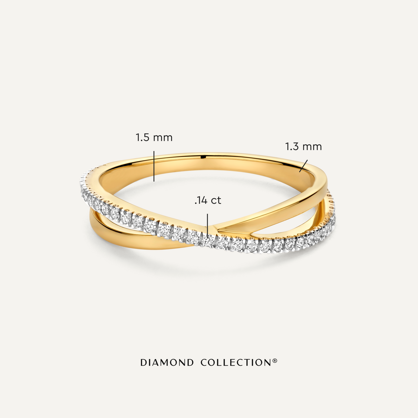 Diamond Crossover Ring (0.14 ct)