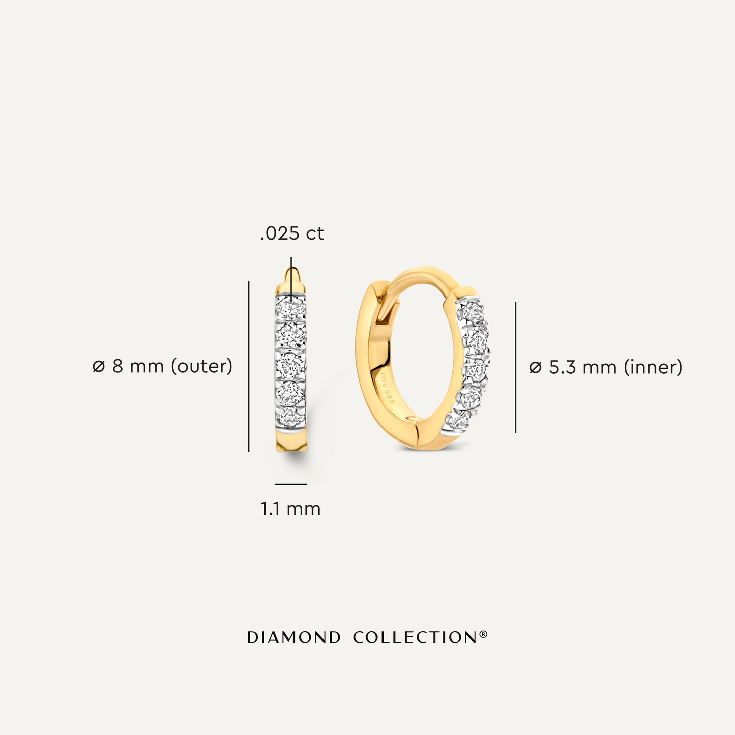 Pav¨¦ Diamond Mini Huggie Hoops (8mm) (0.05 ct)