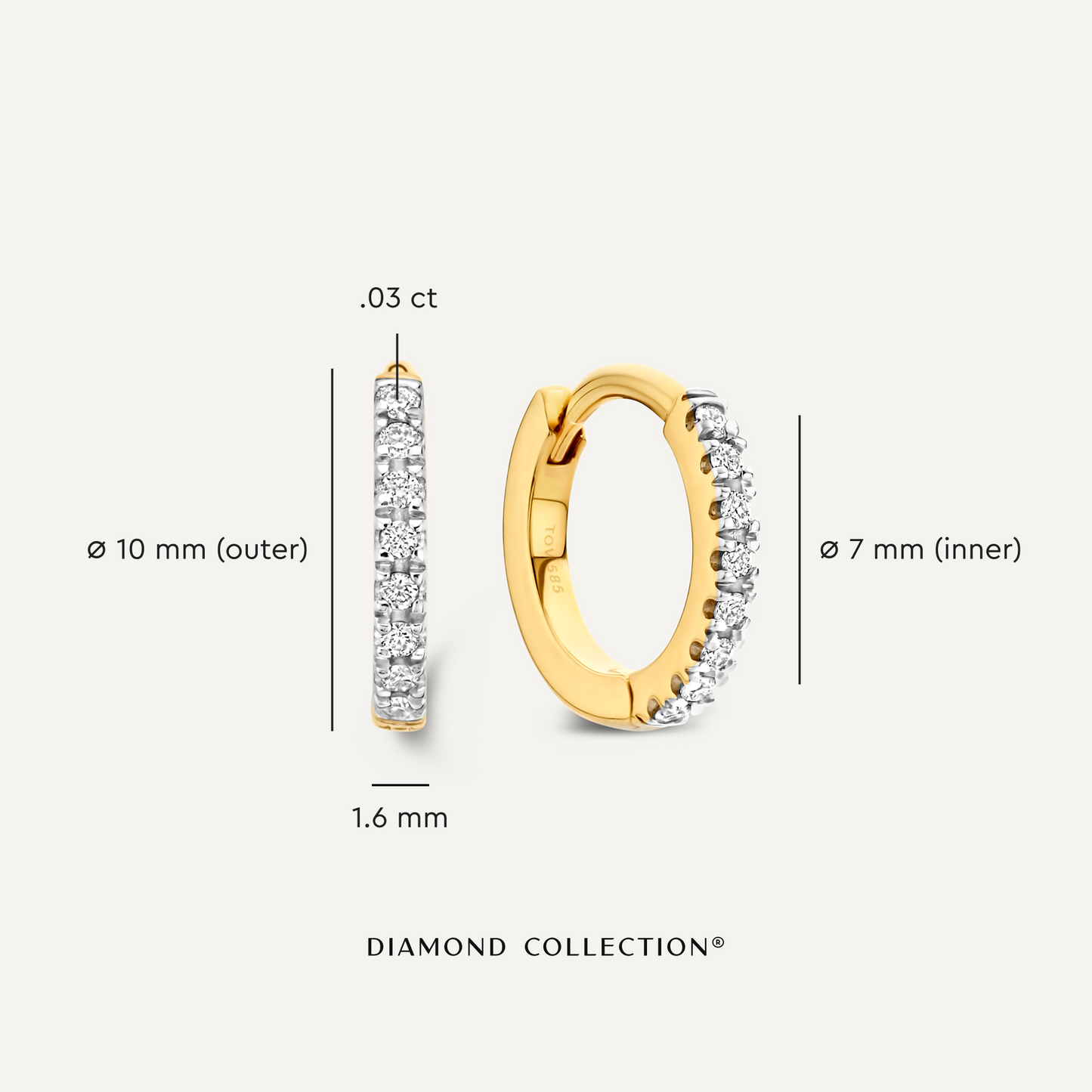 Pav¨¦ Diamond Small Huggie Hoops (10mm) (0.06 ct)