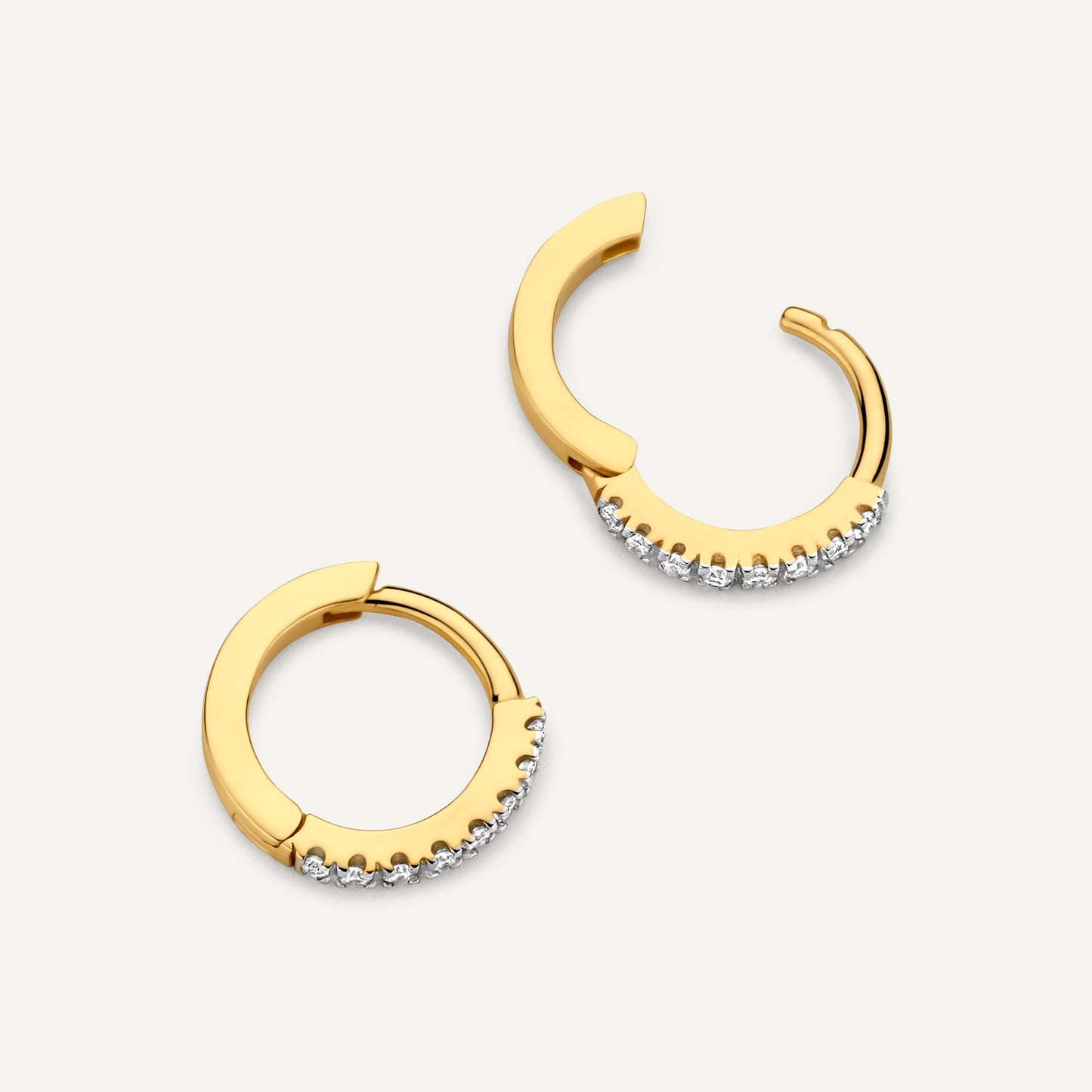 Pav¨¦ Diamond Small Huggie Hoops (10mm) (0.06 ct)