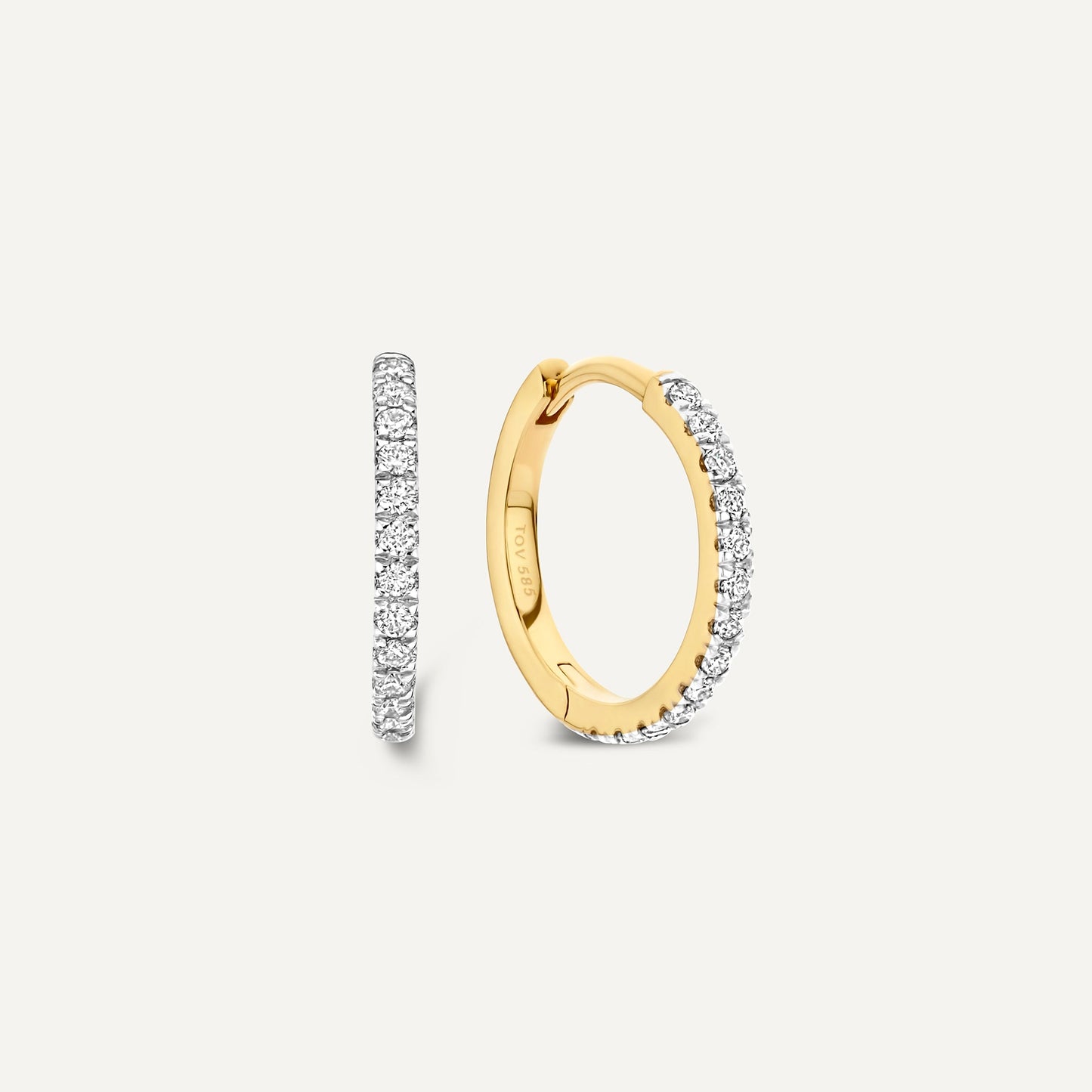 Pav¨¦ Diamond Huggie Hoops (12mm) (0.12 ct)