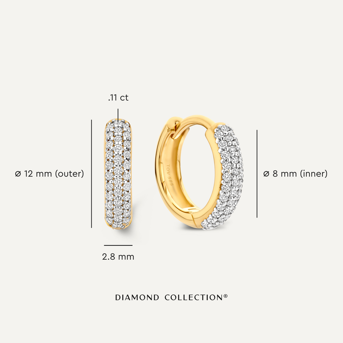 Pav¨¦ Diamond Curved Huggie Hoops (12mm) (0.22 ct)