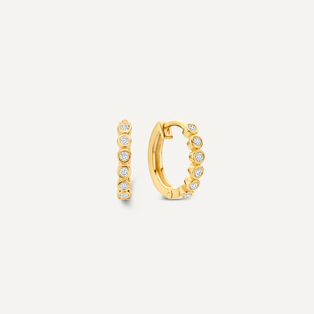 Bezel Set Diamond Huggie Hoops (12mm) (0.11 ct)
